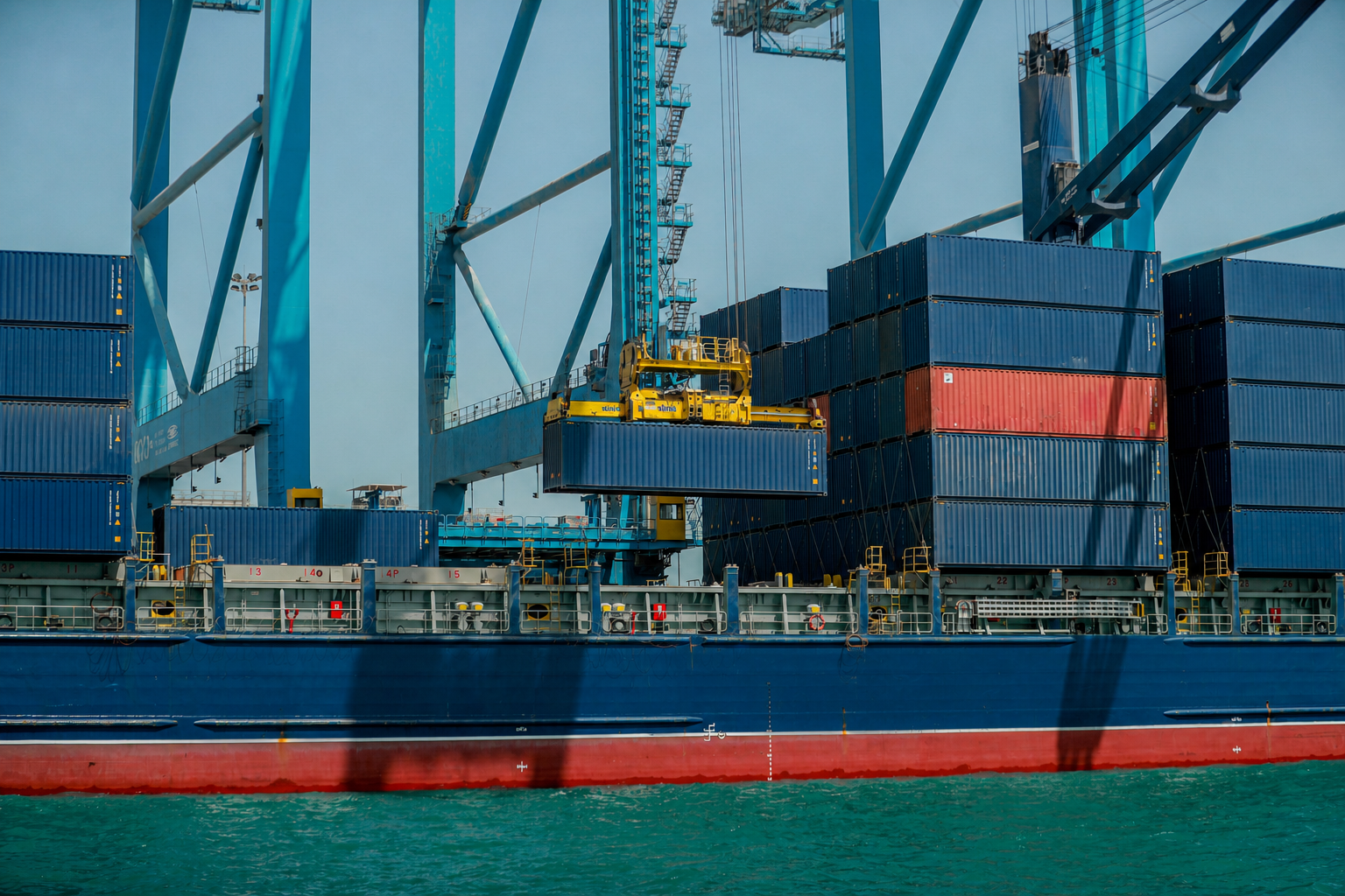 Container vessel during port operations