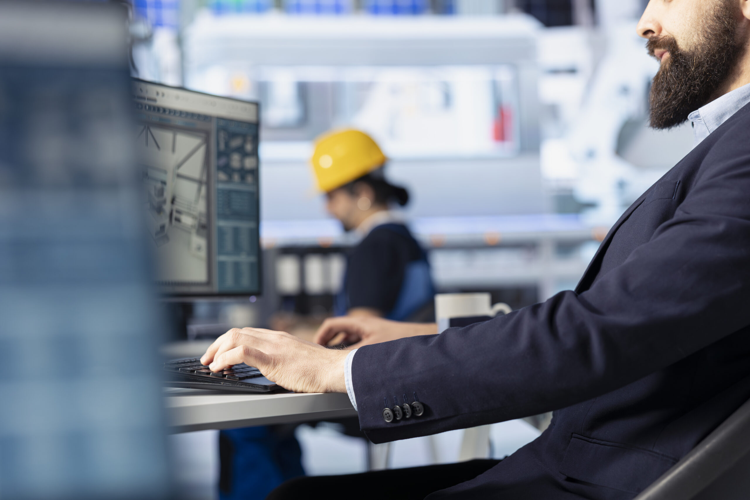 Maritime office personnel working at computers